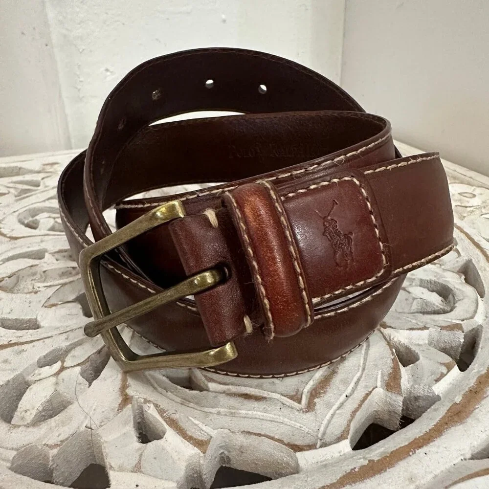 Polo Ralph Lauren brown leather belt 36